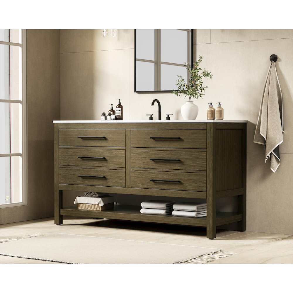 60 inch Single Bathroom Vanity in Chestnut Brown