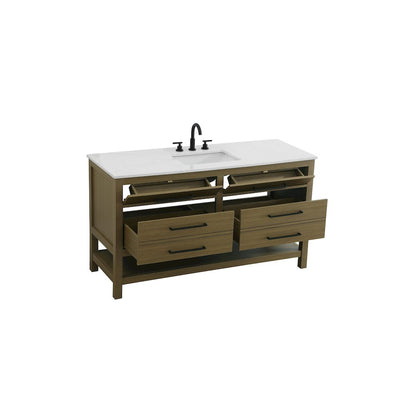 60 inch Single Bathroom Vanity in Chestnut Brown