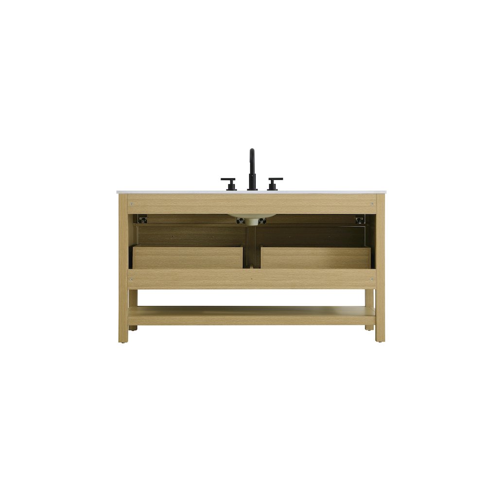 60 inch Single Bathroom Vanity in Honey Brown