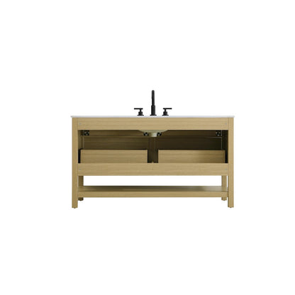 60 inch Single Bathroom Vanity in Honey Brown