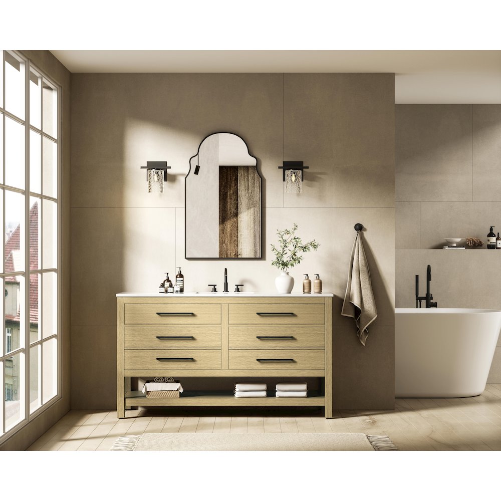 60 inch Single Bathroom Vanity in Honey Brown