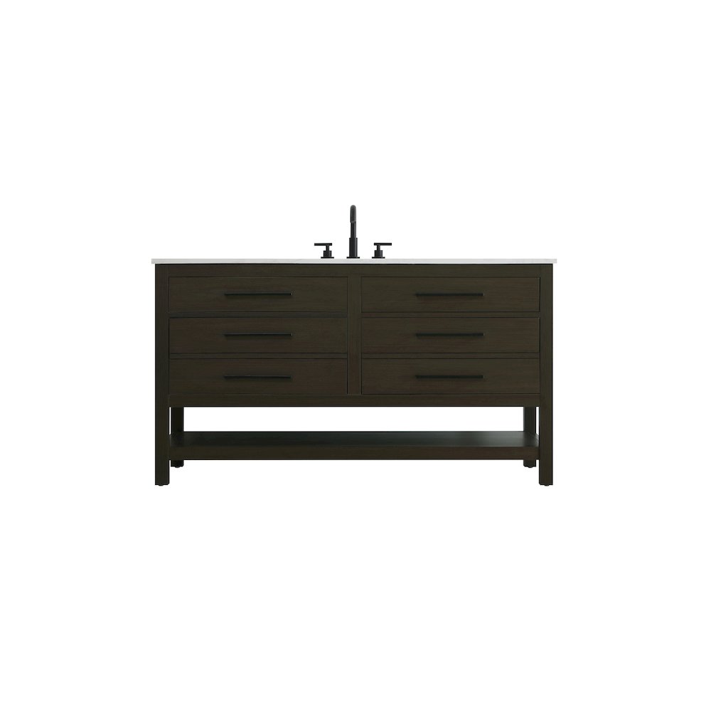 60 inch Single Bathroom Vanity in Mocha Brown