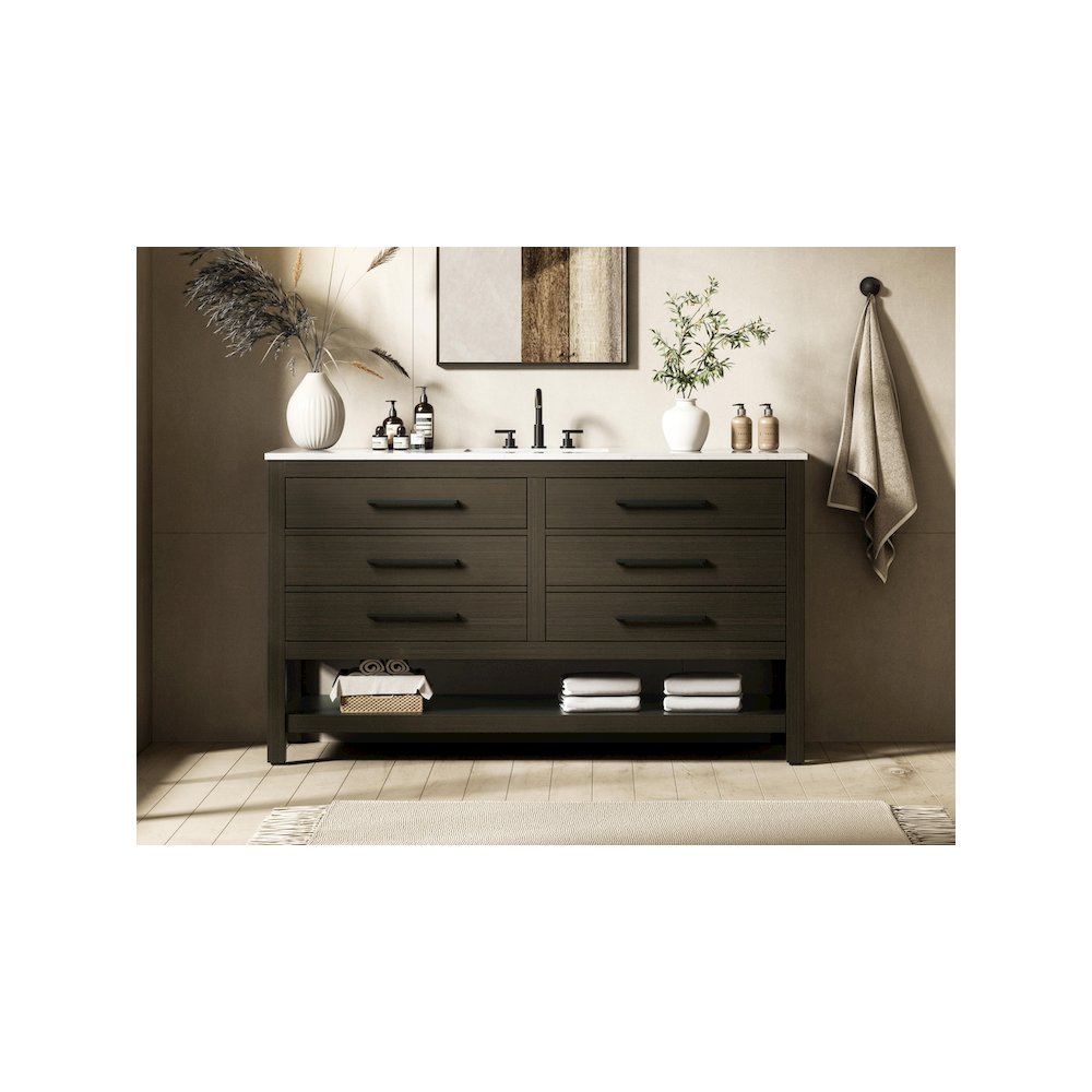 60 inch Single Bathroom Vanity in Mocha Brown