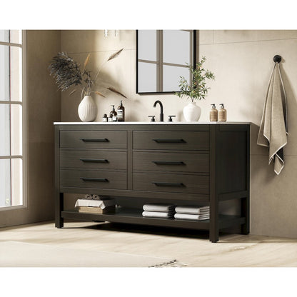 60 inch Single Bathroom Vanity in Mocha Brown