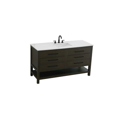 60 inch Single Bathroom Vanity in Mocha Brown