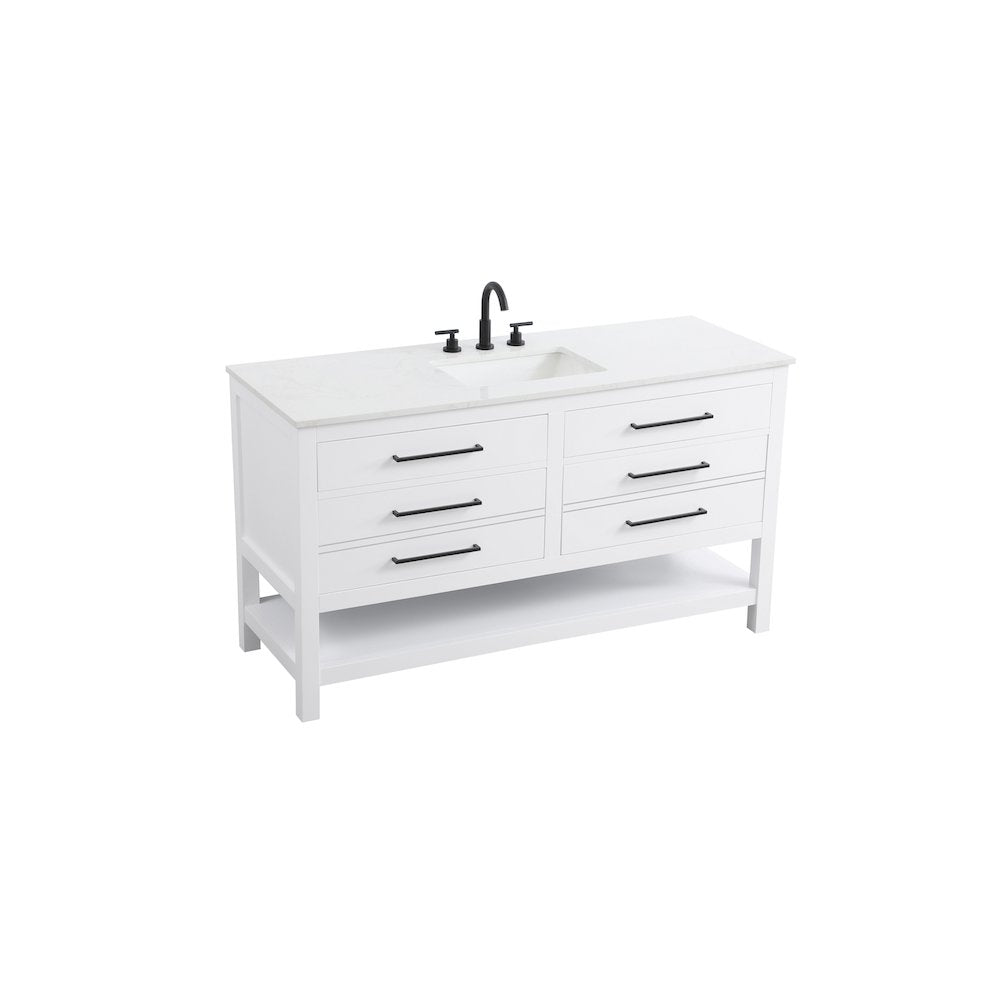 60 inch Single Bathroom Vanity in White