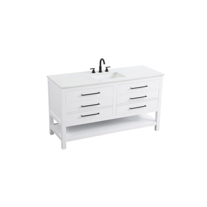 60 inch Single Bathroom Vanity in White