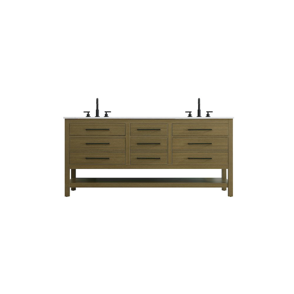 72 inch Double Bathroom Vanity in Chestnut Brown