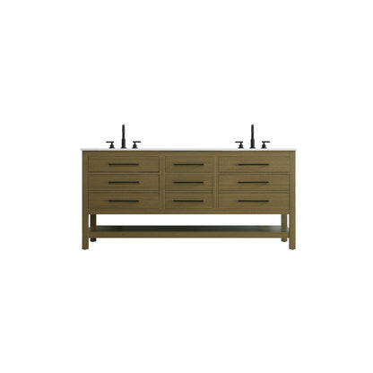 72 inch Double Bathroom Vanity in Chestnut Brown