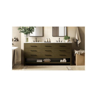 72 inch Double Bathroom Vanity in Chestnut Brown