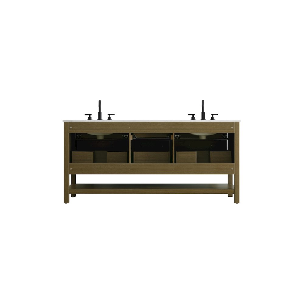 72 inch Double Bathroom Vanity in Chestnut Brown