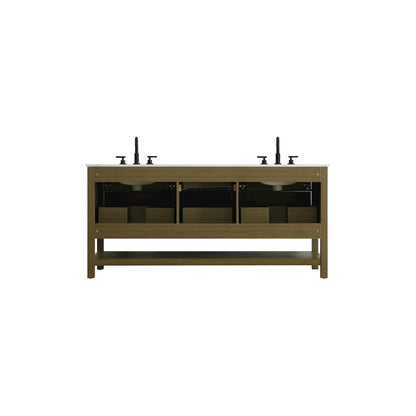 72 inch Double Bathroom Vanity in Chestnut Brown