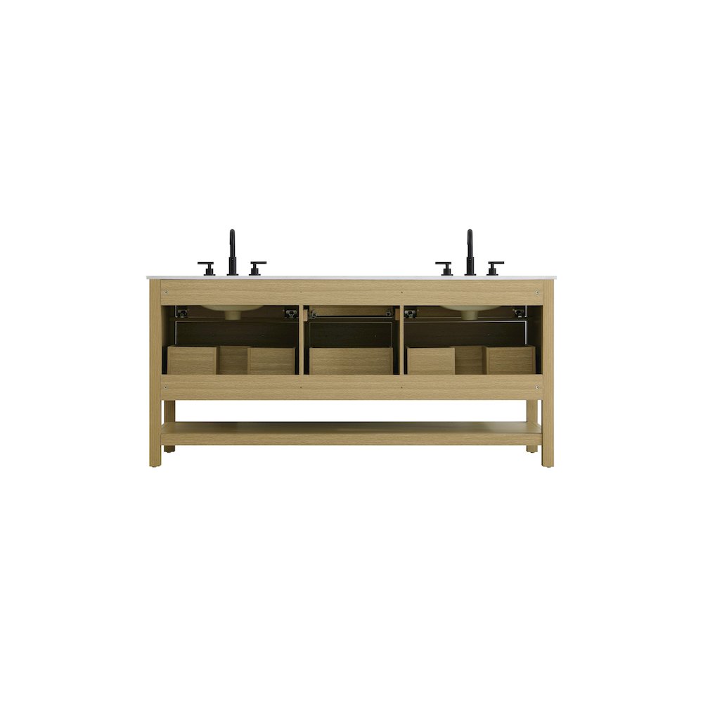 72 inch Double Bathroom Vanity in Honey Brown