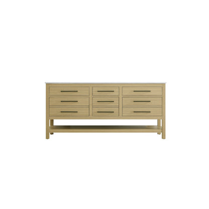 72 inch Double Bathroom Vanity in Honey Brown