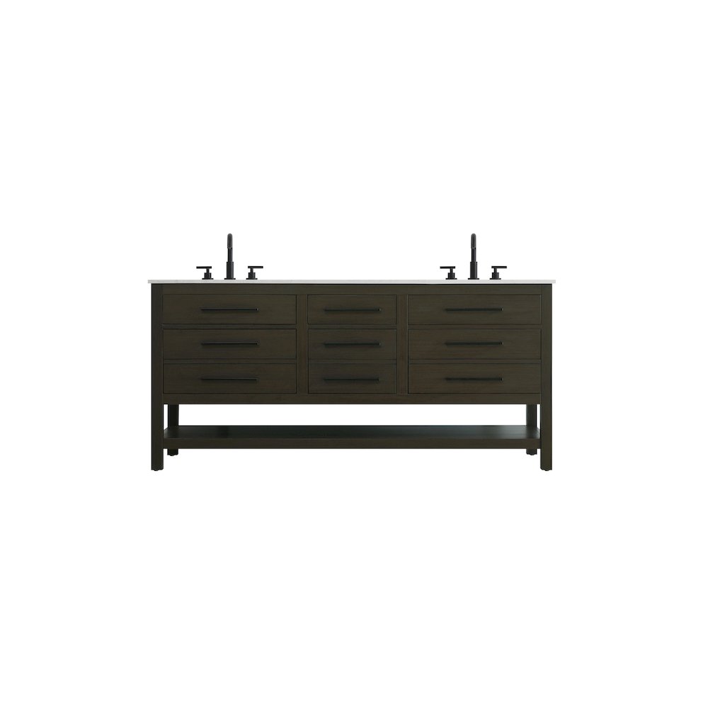 72 inch Double Bathroom Vanity in Mocha Brown