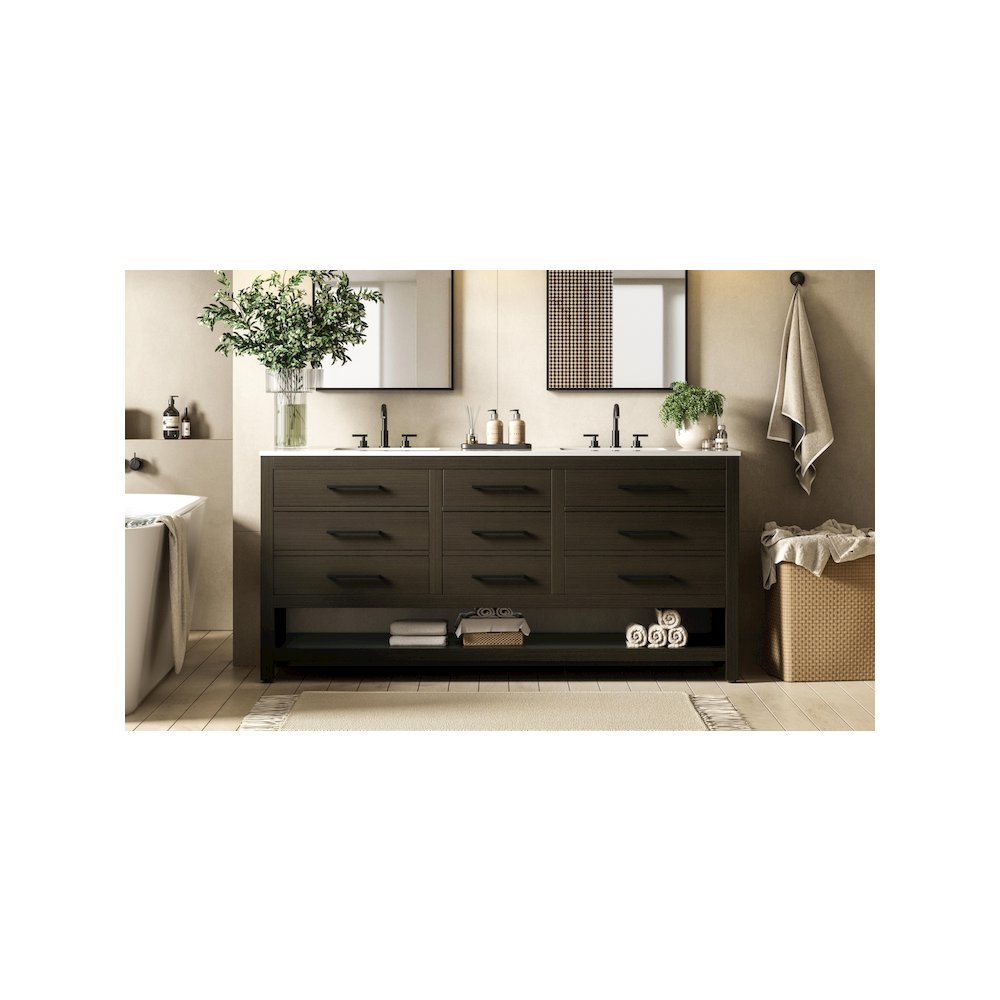 72 inch Double Bathroom Vanity in Mocha Brown
