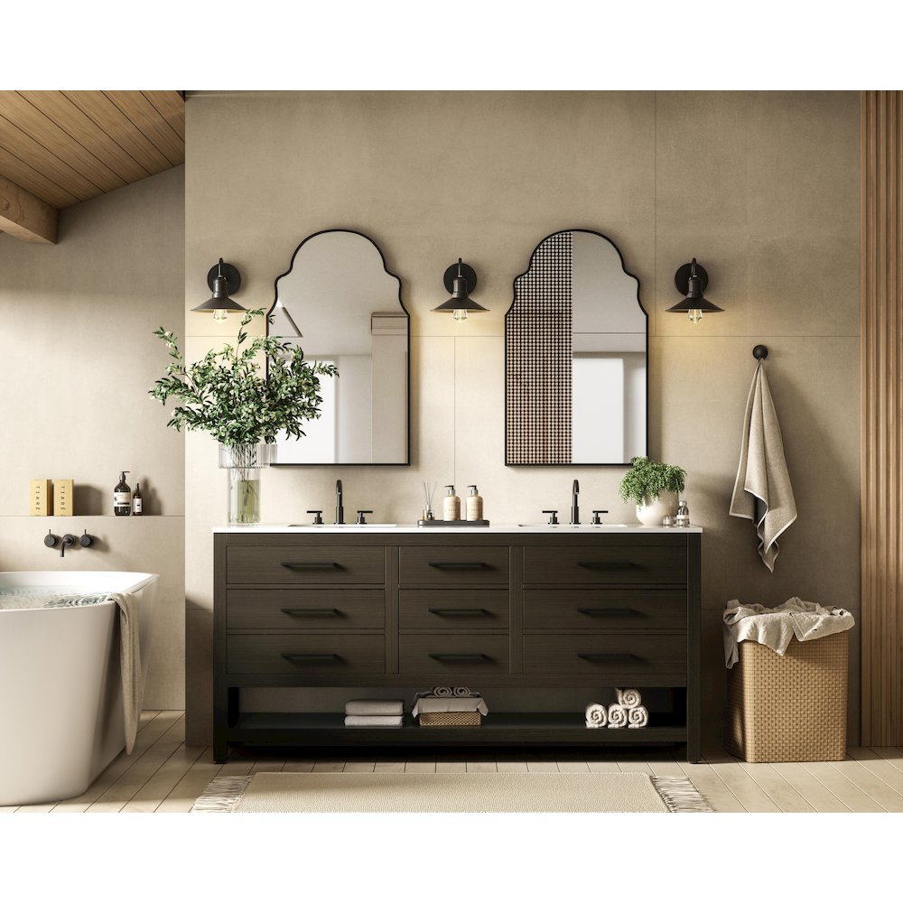 72 inch Double Bathroom Vanity in Mocha Brown