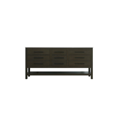 72 inch Double Bathroom Vanity in Mocha Brown