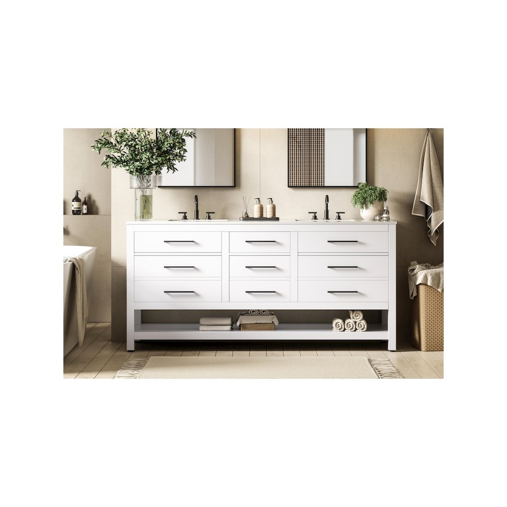 72 inch Double Bathroom Vanity in White