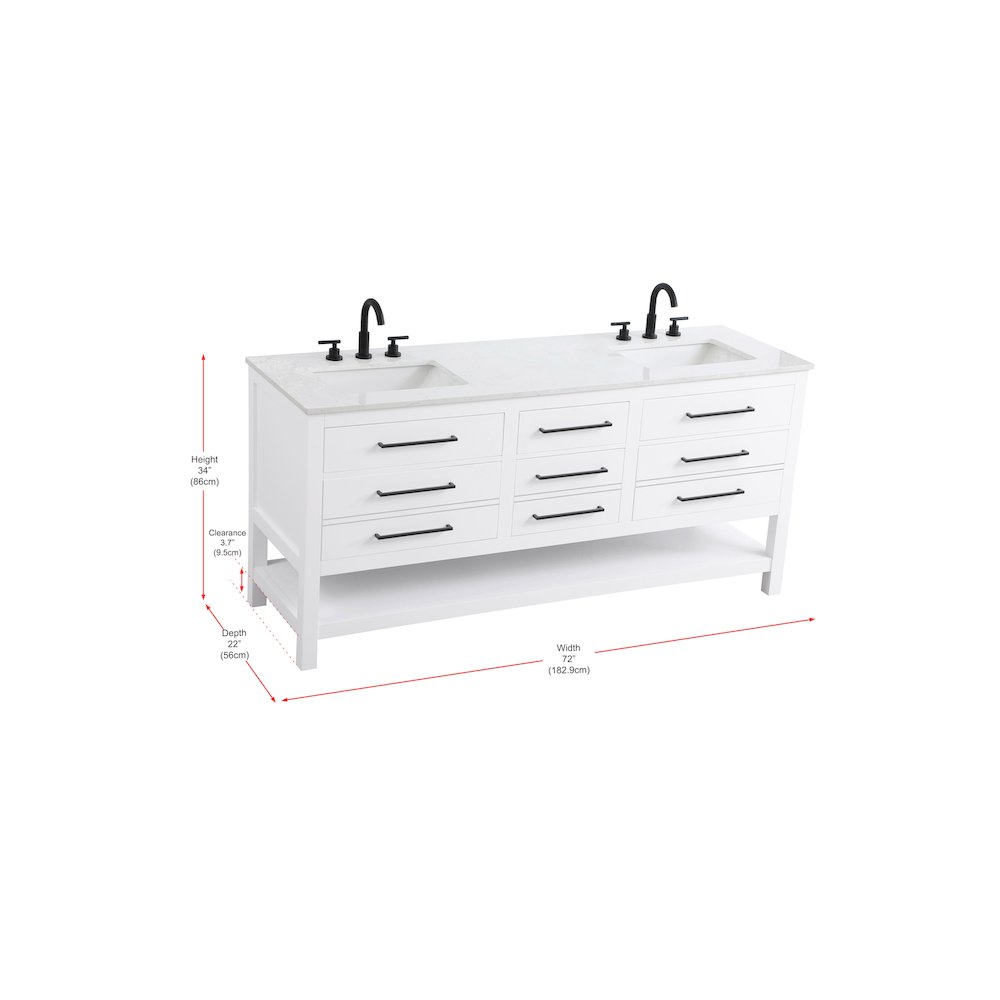 72 inch Double Bathroom Vanity in White