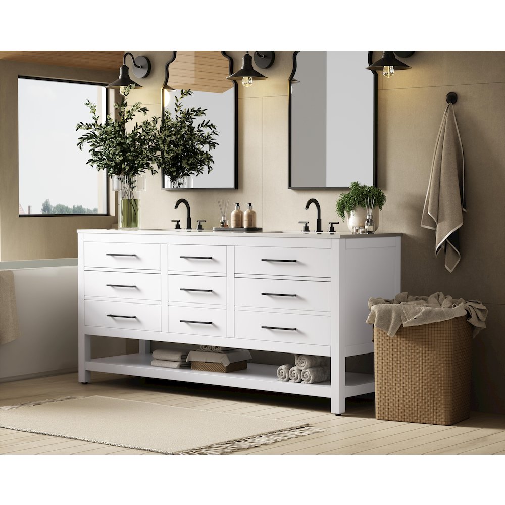 72 inch Double Bathroom Vanity in White