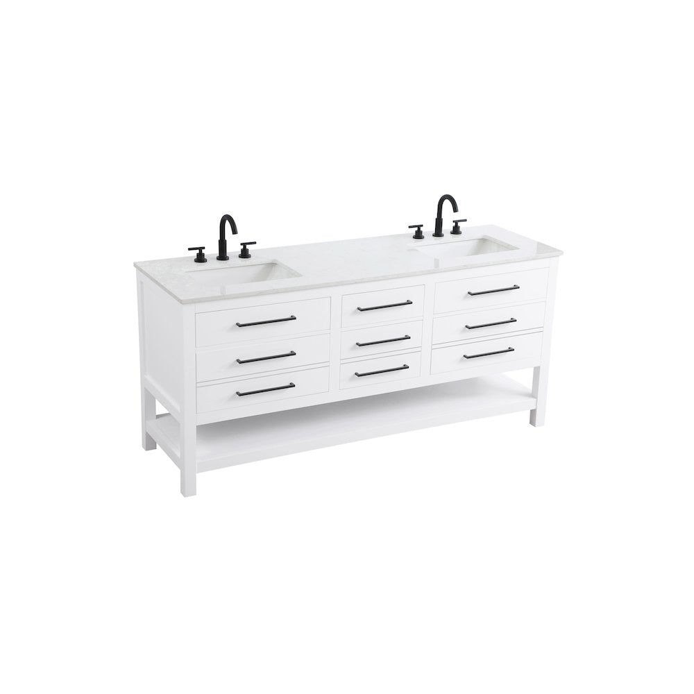 72 inch Double Bathroom Vanity in White