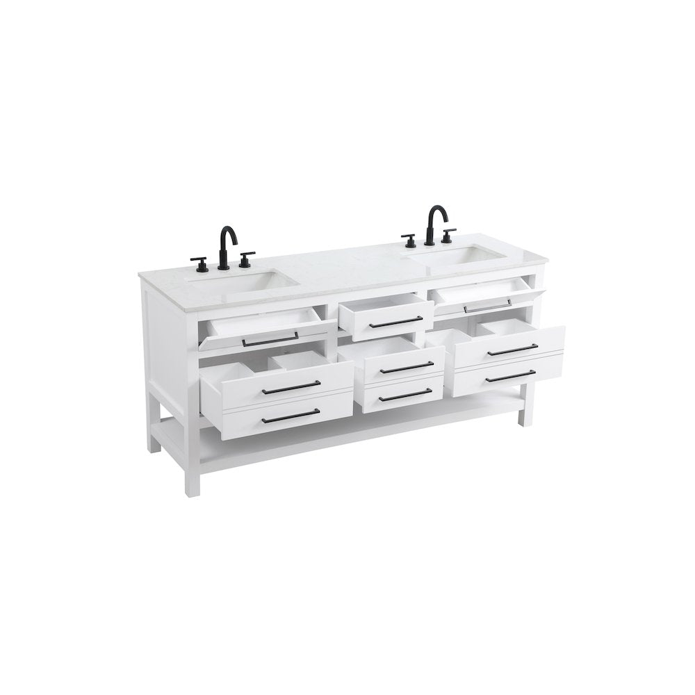 72 inch Double Bathroom Vanity in White