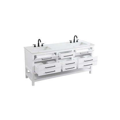 72 inch Double Bathroom Vanity in White