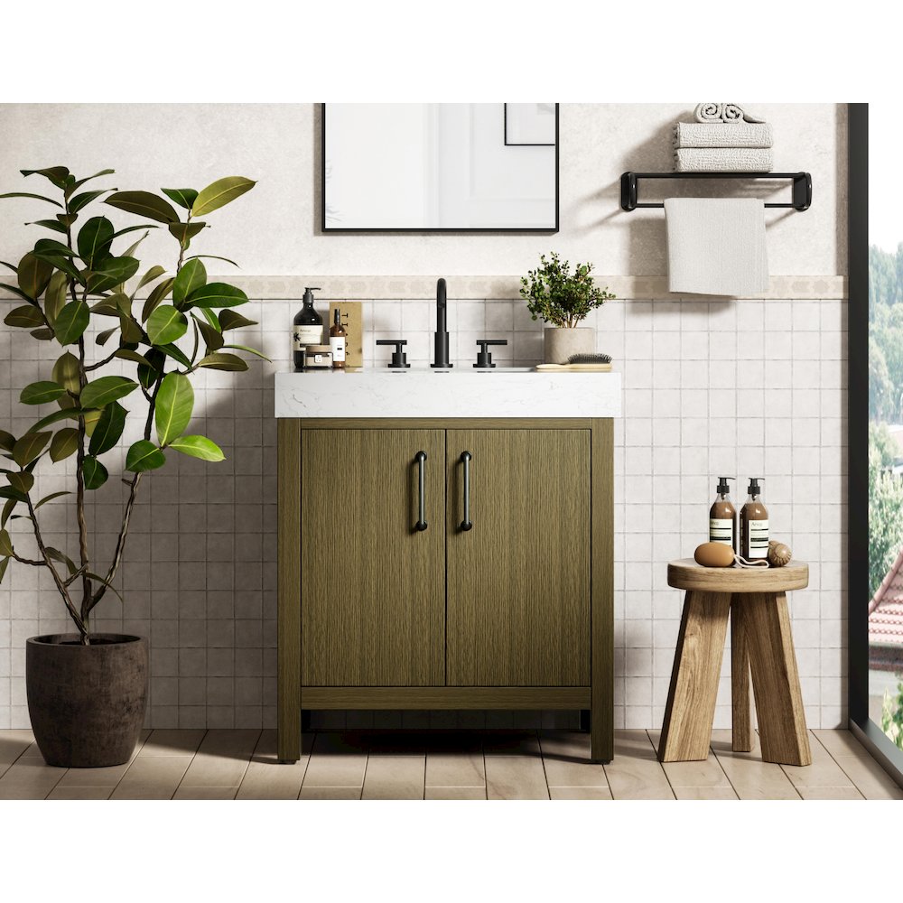 30 inch Single Bathroom Vanity In Chestnut Brown