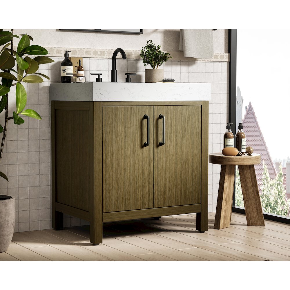30 inch Single Bathroom Vanity In Chestnut Brown