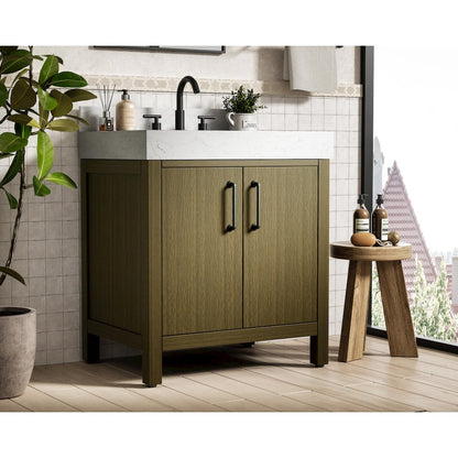 30 inch Single Bathroom Vanity In Chestnut Brown with backsplash