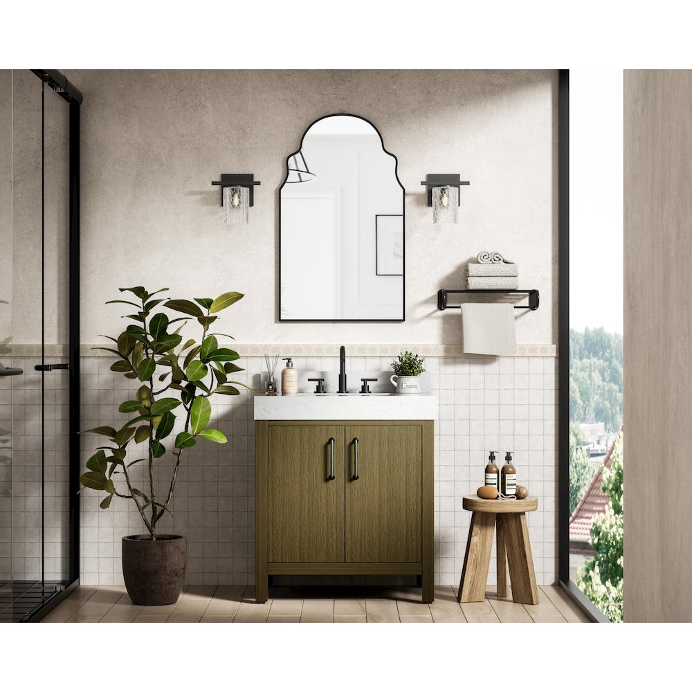 30 inch Single Bathroom Vanity In Chestnut Brown with backsplash