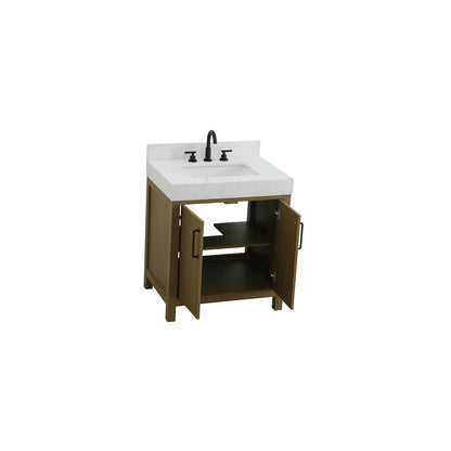30 inch Single Bathroom Vanity In Chestnut Brown with backsplash