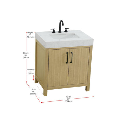 30 inch Single Bathroom Vanity In Honey Brown
