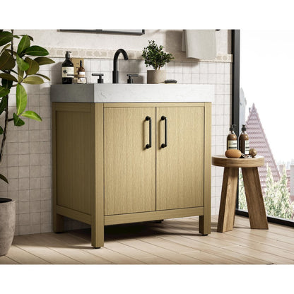 30 inch Single Bathroom Vanity In Honey Brown