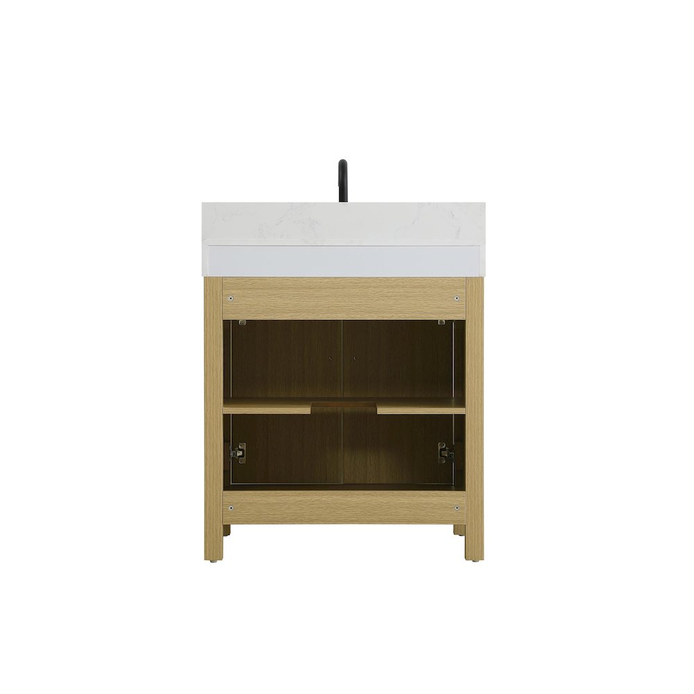 30 inch Single Bathroom Vanity In Honey Brown with backsplash