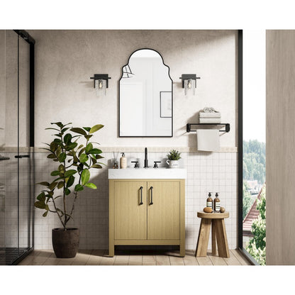 30 inch Single Bathroom Vanity In Honey Brown with backsplash