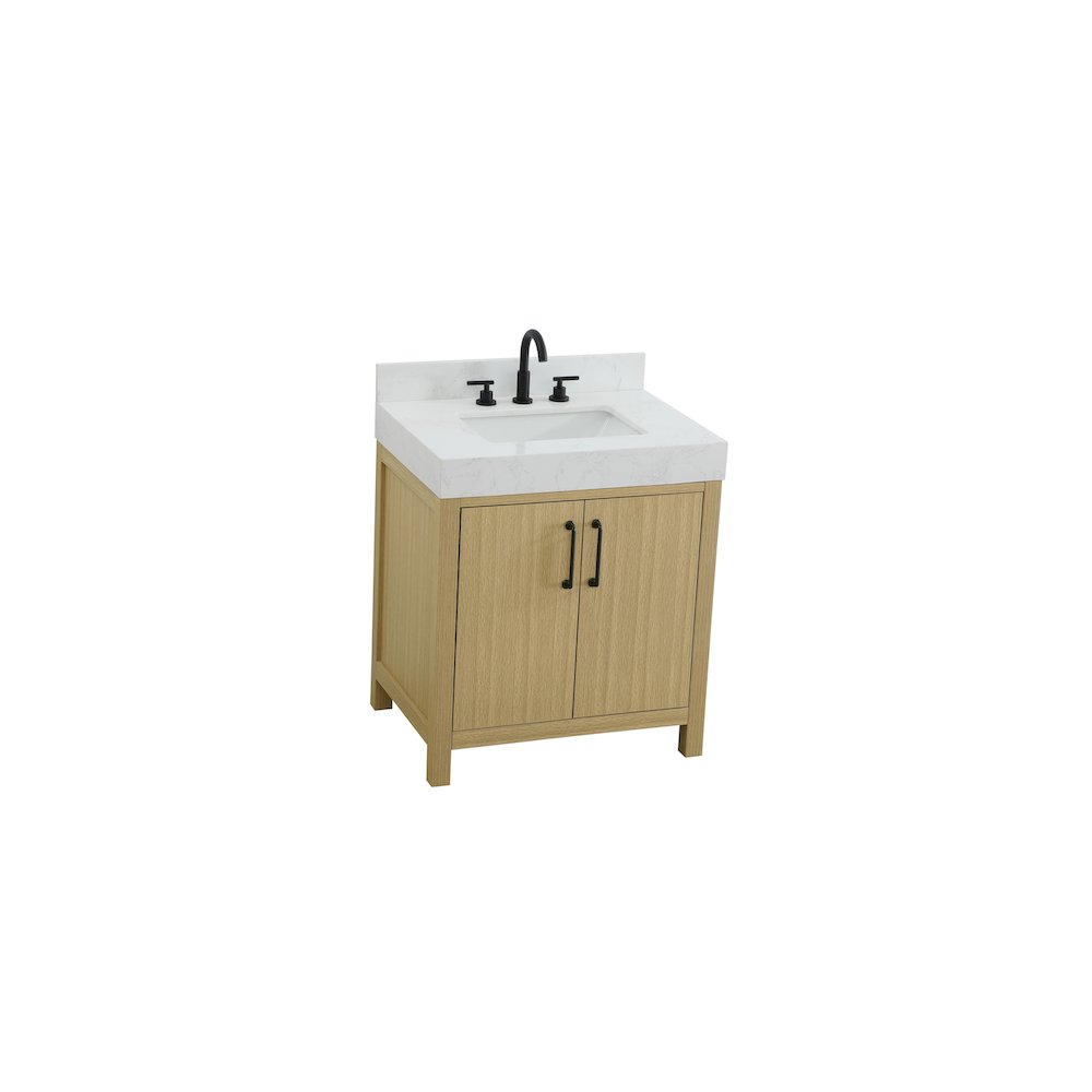 30 inch Single Bathroom Vanity In Honey Brown with backsplash