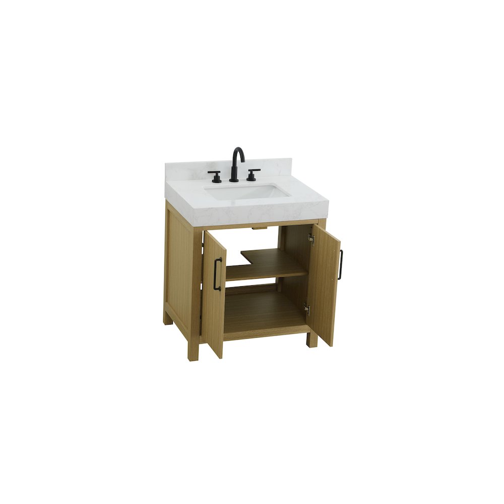 30 inch Single Bathroom Vanity In Honey Brown with backsplash