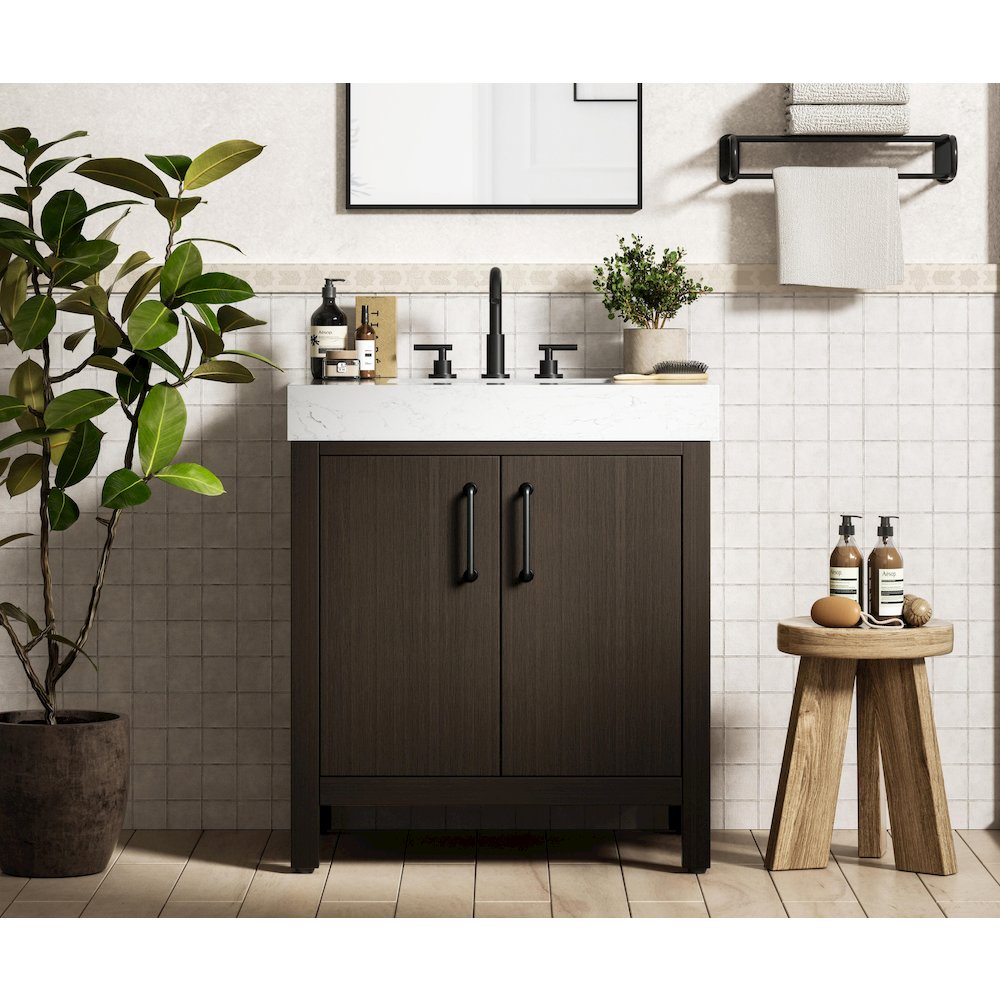 30 inch Single Bathroom Vanity In Mocha Brown
