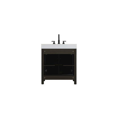 30 inch Single Bathroom Vanity In Mocha Brown