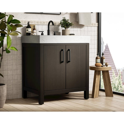 30 inch Single Bathroom Vanity In Mocha Brown