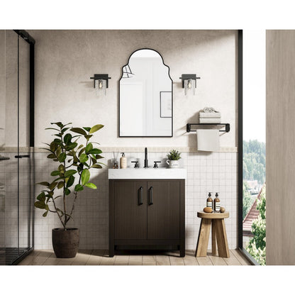 30 inch Single Bathroom Vanity In Mocha Brown with backsplash