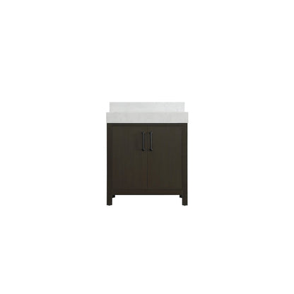 30 inch Single Bathroom Vanity In Mocha Brown with backsplash