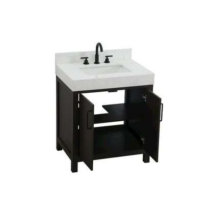 30 inch Single Bathroom Vanity In Mocha Brown with backsplash