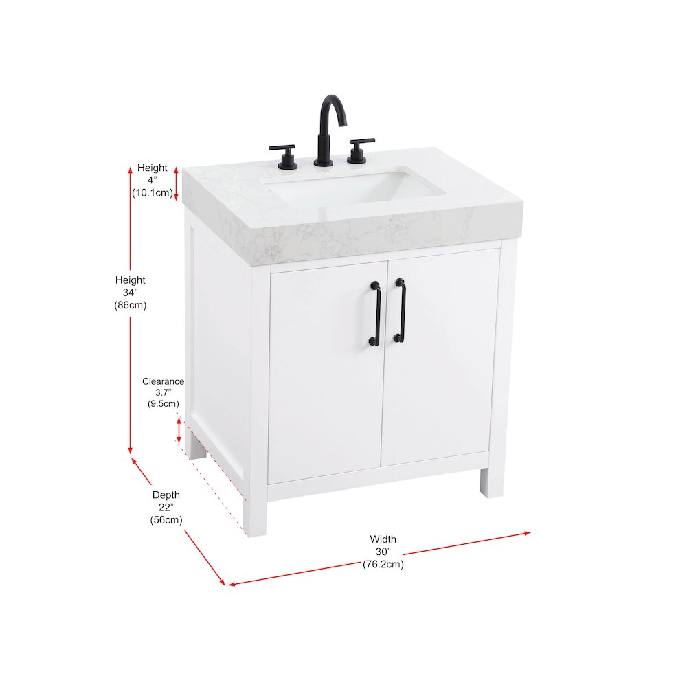 30 inch Single Bathroom Vanity In White