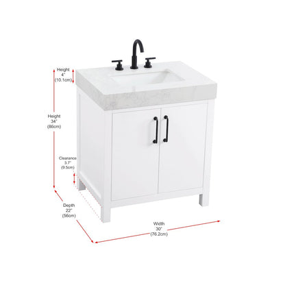 30 inch Single Bathroom Vanity In White