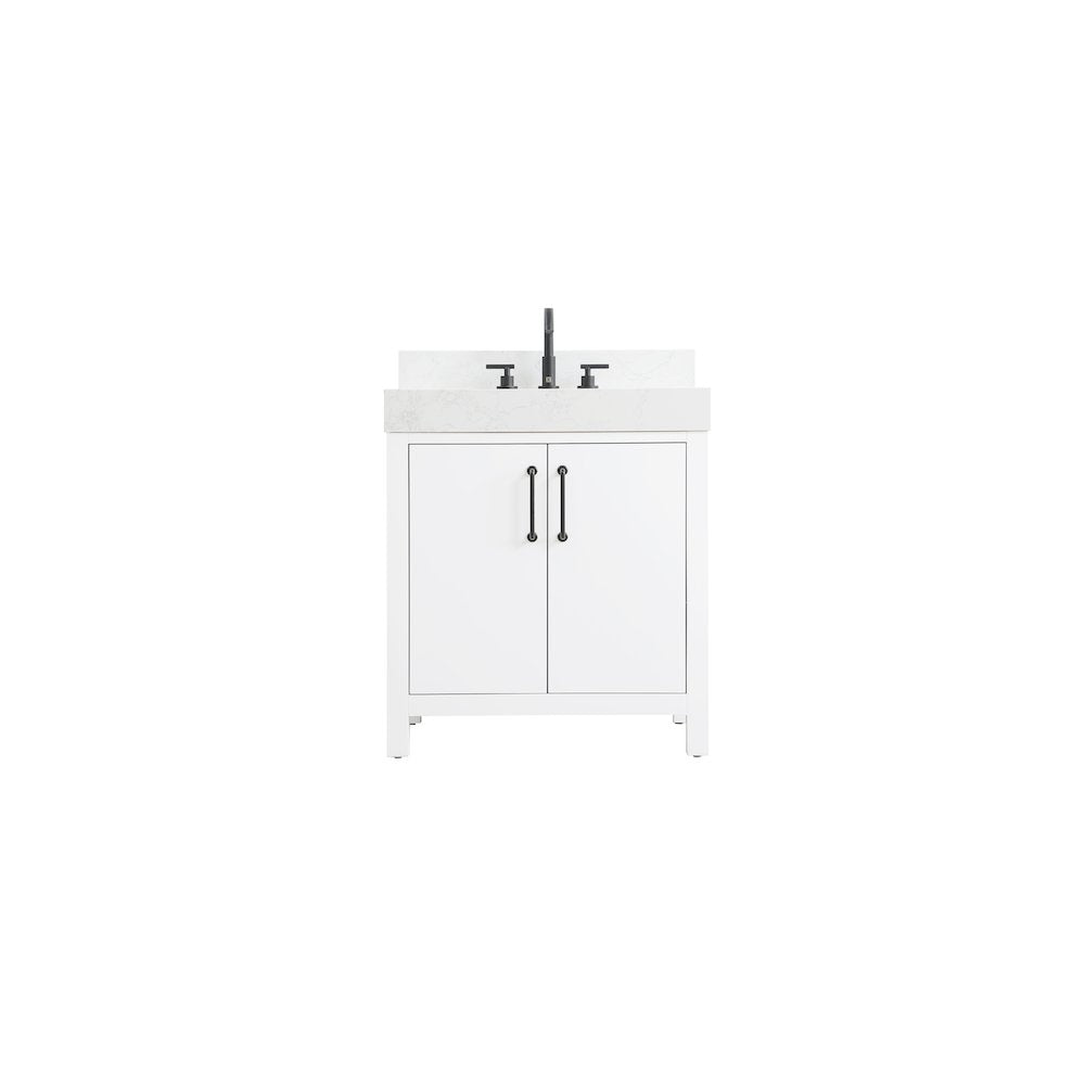 30 inch Single Bathroom Vanity In White with backsplash