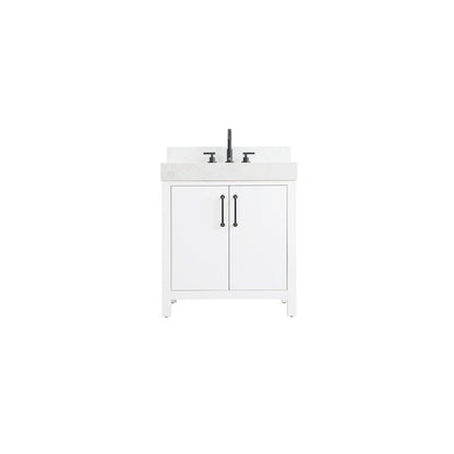 30 inch Single Bathroom Vanity In White with backsplash