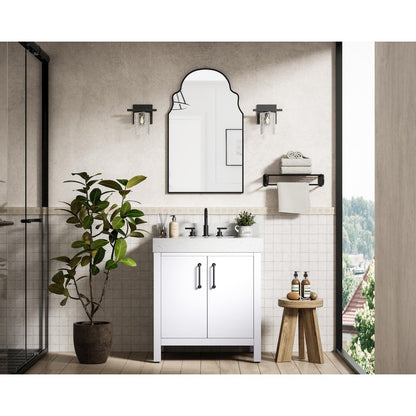 30 inch Single Bathroom Vanity In White with backsplash